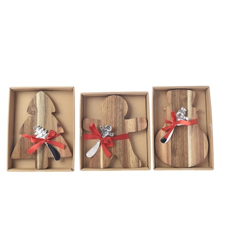 Kitchengoods KitchenGoods Gingerbread Man/Snowman/Tree Acacia Cheese Boards 8.5 in. 608648